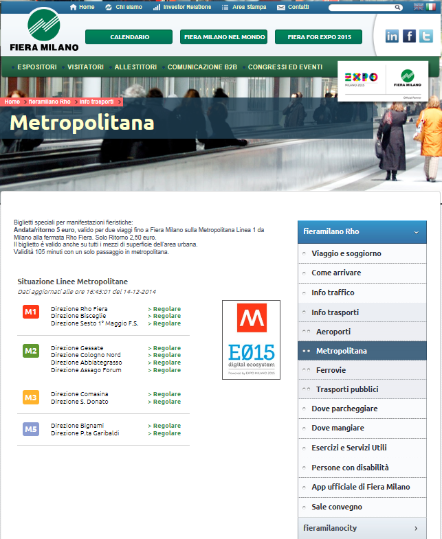 Sito web Fiera Milano - Sezione mobilità screenshot 1